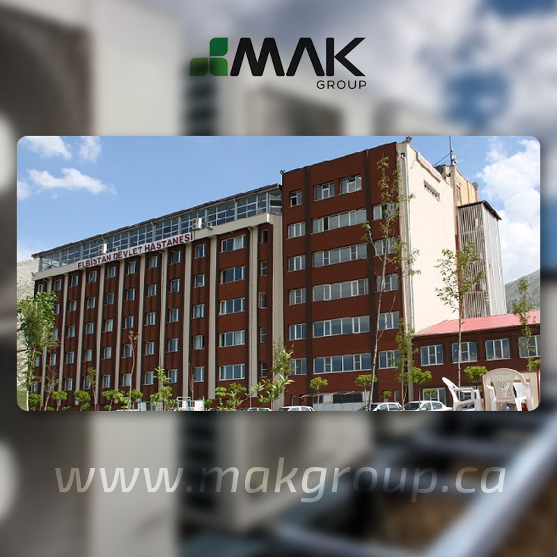 Large multi-storey building with a red facade